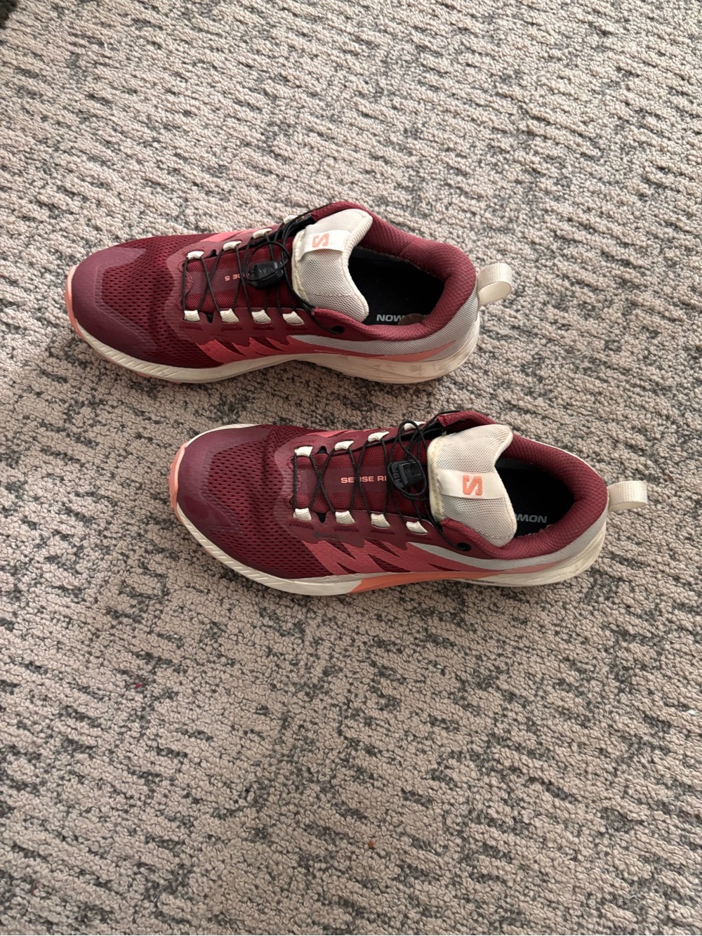 Salomon Sense Ride 5 Women's Trail Shoes - Burgundy & Pink - Picture 2 of 4